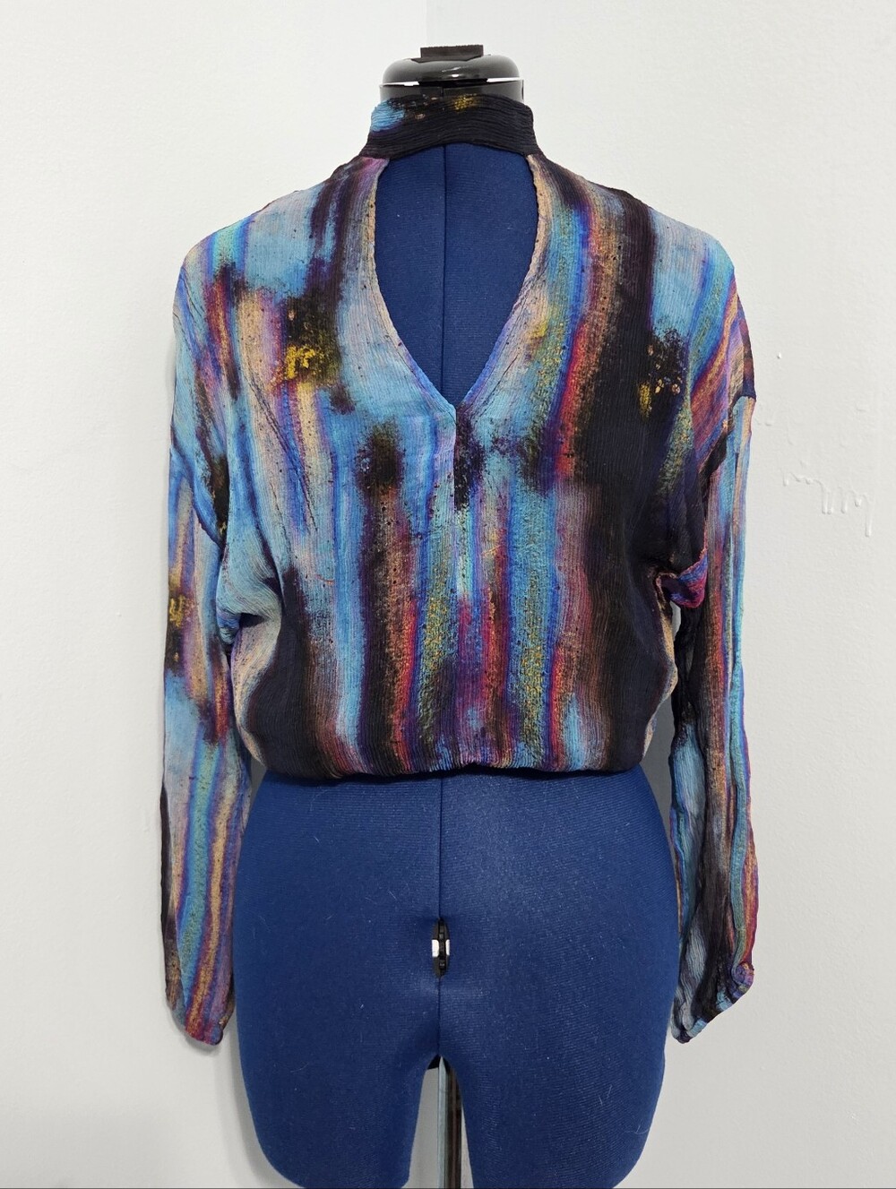 Colorful Silk Chiffon Blouse Size 0